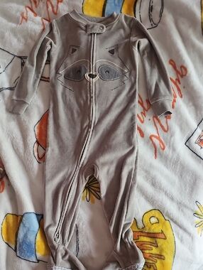 Carter's Light Gray Raccoon Footed One-Piece Sleeper